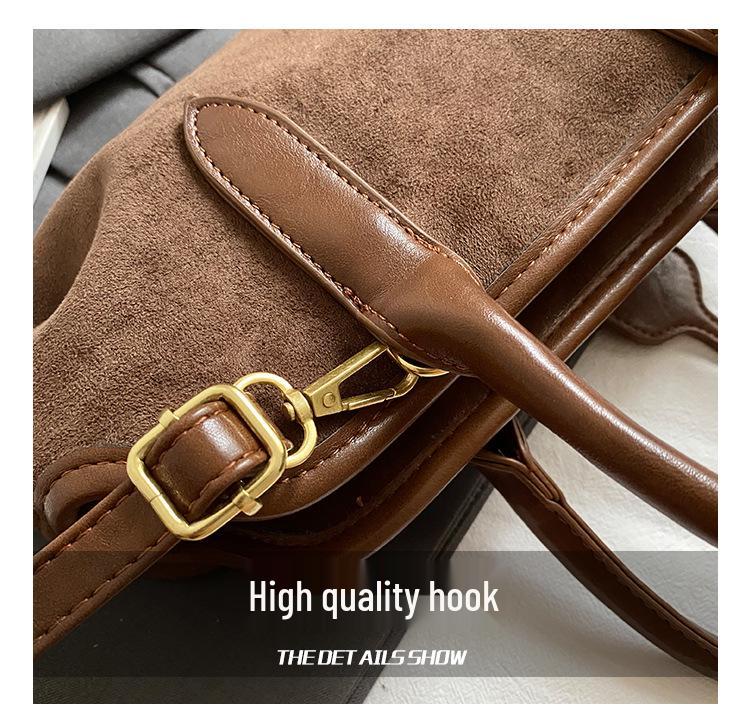 2025 Retro Niche Suede Colorblock Crossbody Baguette Handbag - New Versatile Fashion for Women