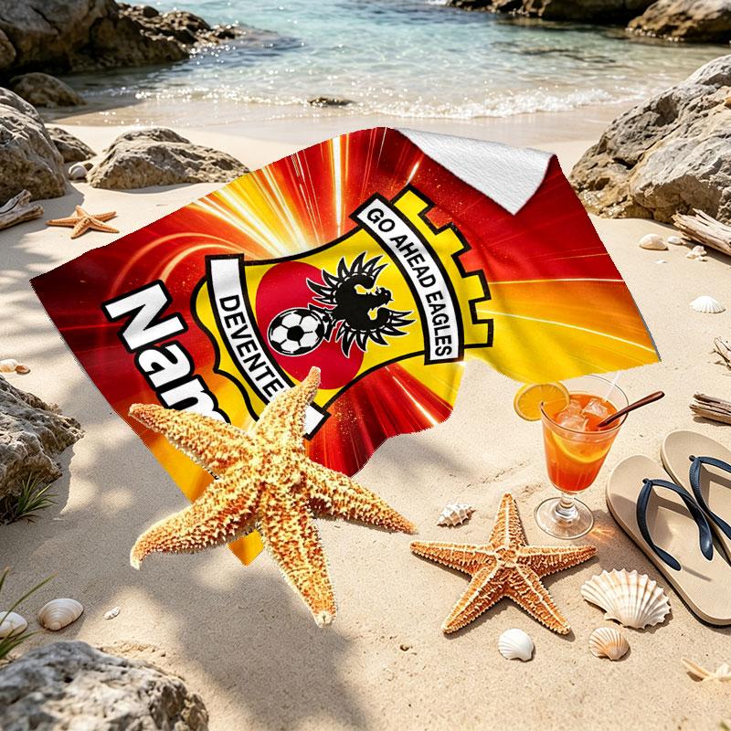 Personalisierbares Strandtuch mit Aufdruck der Go Ahead Eagles und individuellem Namen, für Reise, Camping, Strandparty, Heimdekoration, Geburtstagsgeschenk für Familie & Freunde