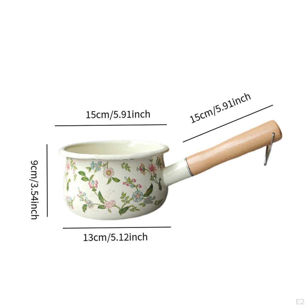 Small Enamel Milk Pot Butter Melting Heat Resistant Universal Mini Saucepan Coffee Warmer