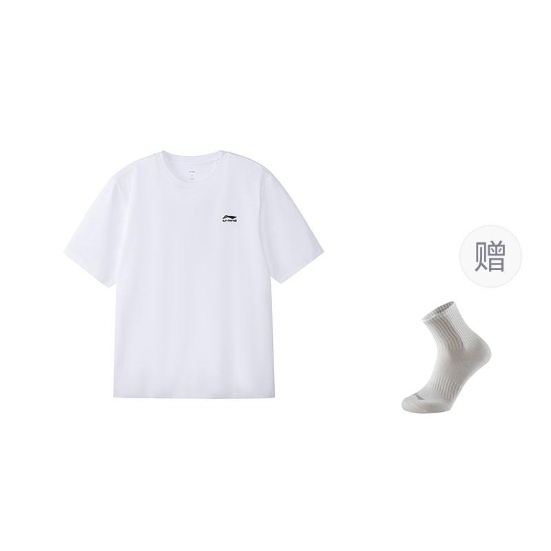 Li Ning T-Shirts Herren Weiß Rundhalsausschnitt Dünn Gerader Schnitt AHSW775-2
