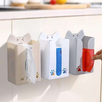 Kedi Mendil Kutusu Mutfak Delme Kağıdı Kutusu Duvara Monte Kağıt Havlu Tutucu Yaratıcı Basit Plastik Hijyen Peçete Depolama Rafı