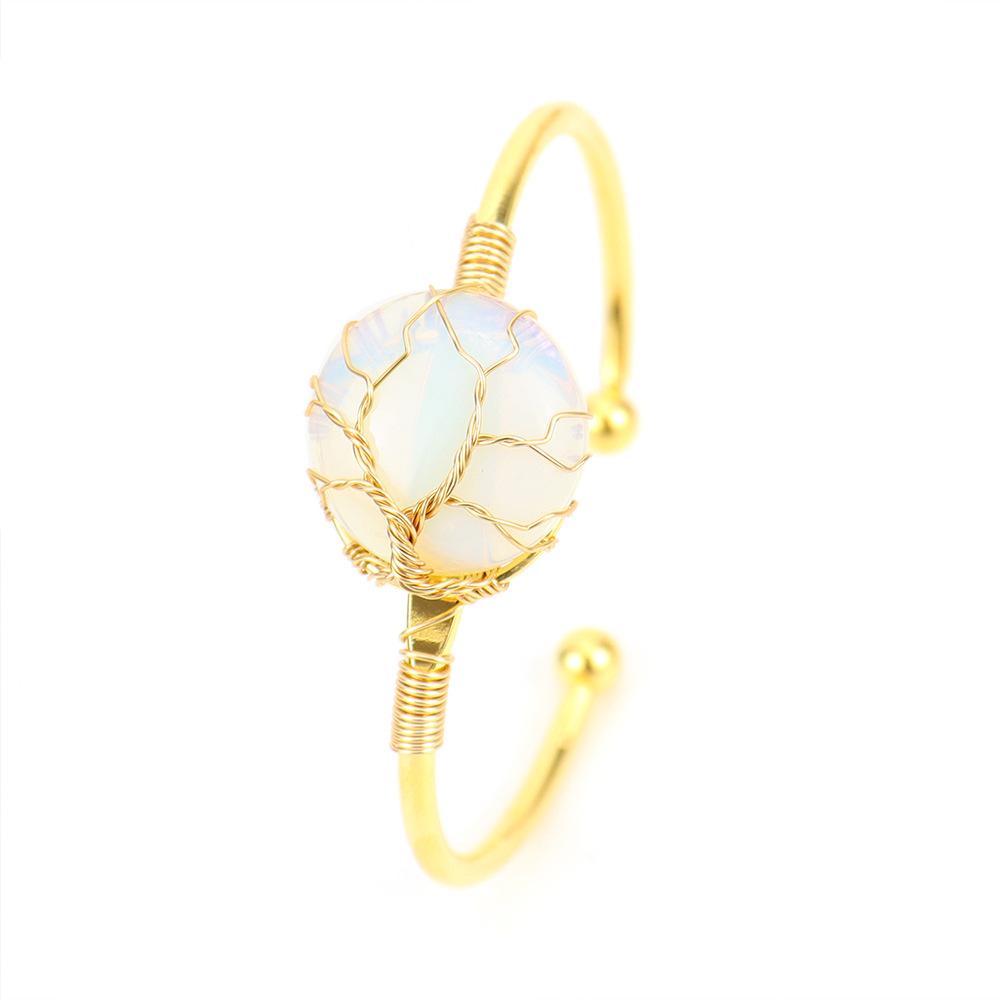 Handmade Copper Wire Winding Round Rough Stone Natural Crystal Bracelet Bracelet Bracelet B66