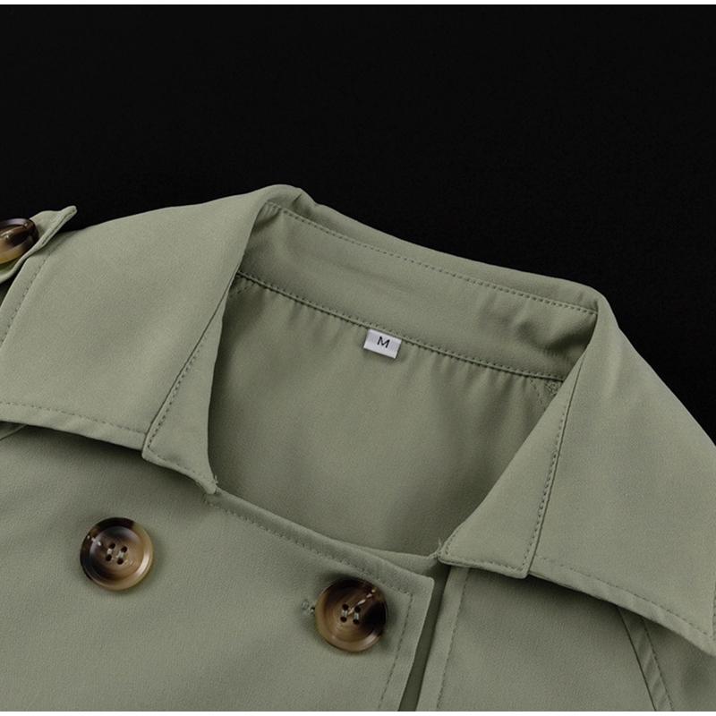 Lapel Trench Short Coat Jacket Wrap Hip Skirt Set Breasted Vintage British Style Women's Workwear Overcoat Short Skirts Sets