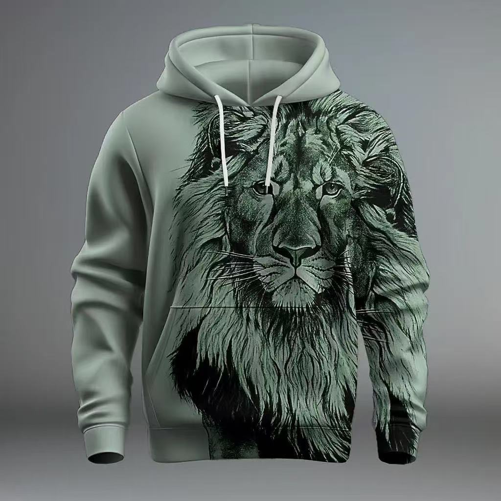 Winter New Sweater European and American Style Lion Animal 3D Three-dimensional Printing Pattern Large Size Loose Sweater