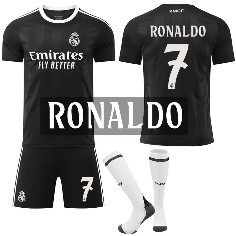 26 Real Madrid Goalkeeper Black Training No. 7 Ronaldo Jersey Vinicius 9 Mbappe No. 5 Football Jersey Suit