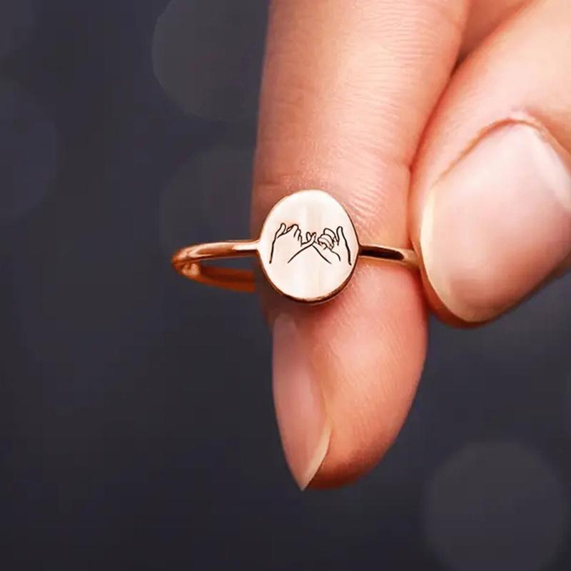 Huitan Little Finger with Little Finger Promise Rings for Friends Couples Women/Men Funny Rings Birthday Gift Fashion Jewelry