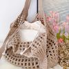 New Large Capacity Shoulder Composite Bag Weave Beach Vacation Handbags Women Knitted Hollow Out Tote Bags