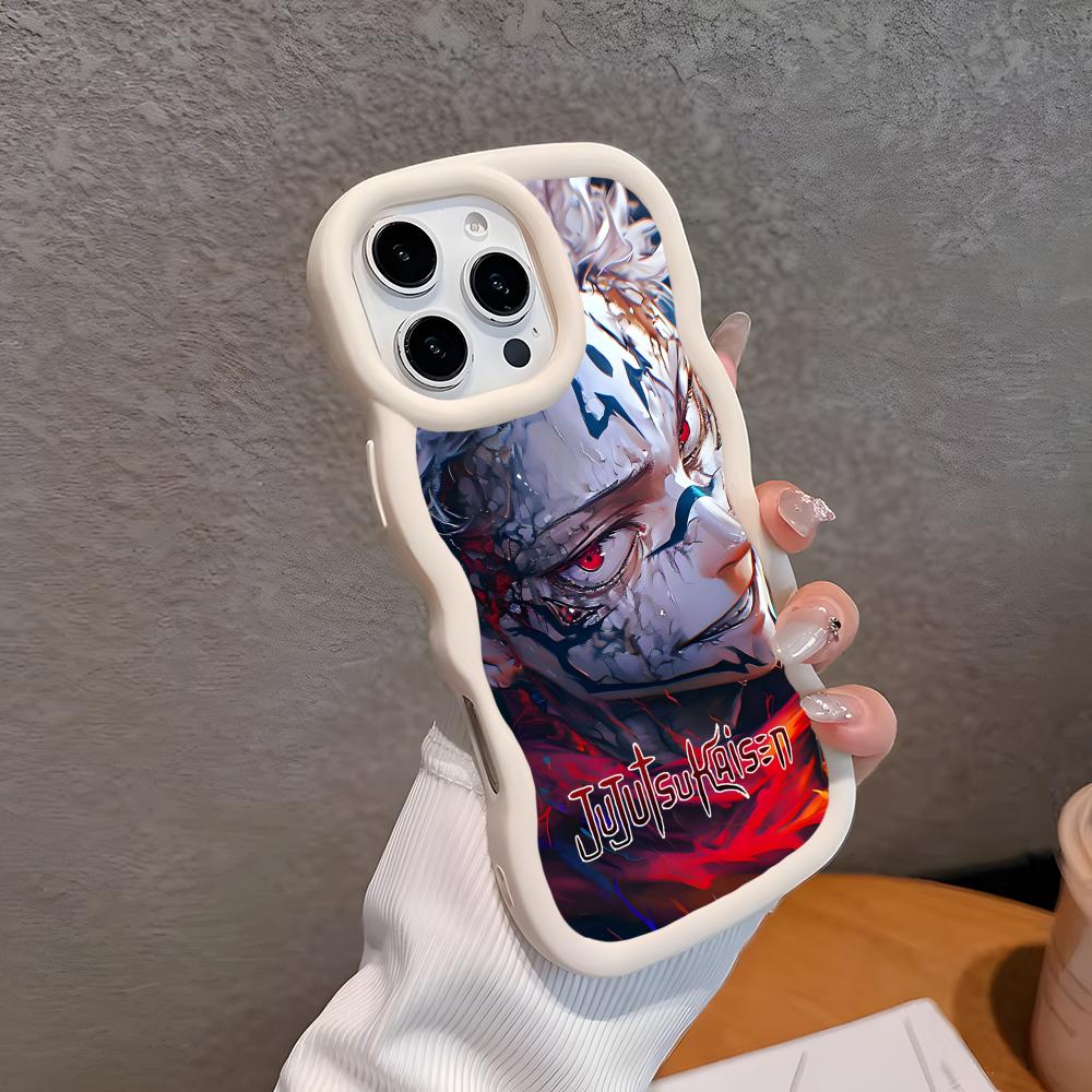 Jujutsu Kaisen Sukuna Mobile Phone Case for iPhone 17 16 15 14 13 12 11 Air Pro Max Plus Wavy Edge TPU Colorful Cover Pretty