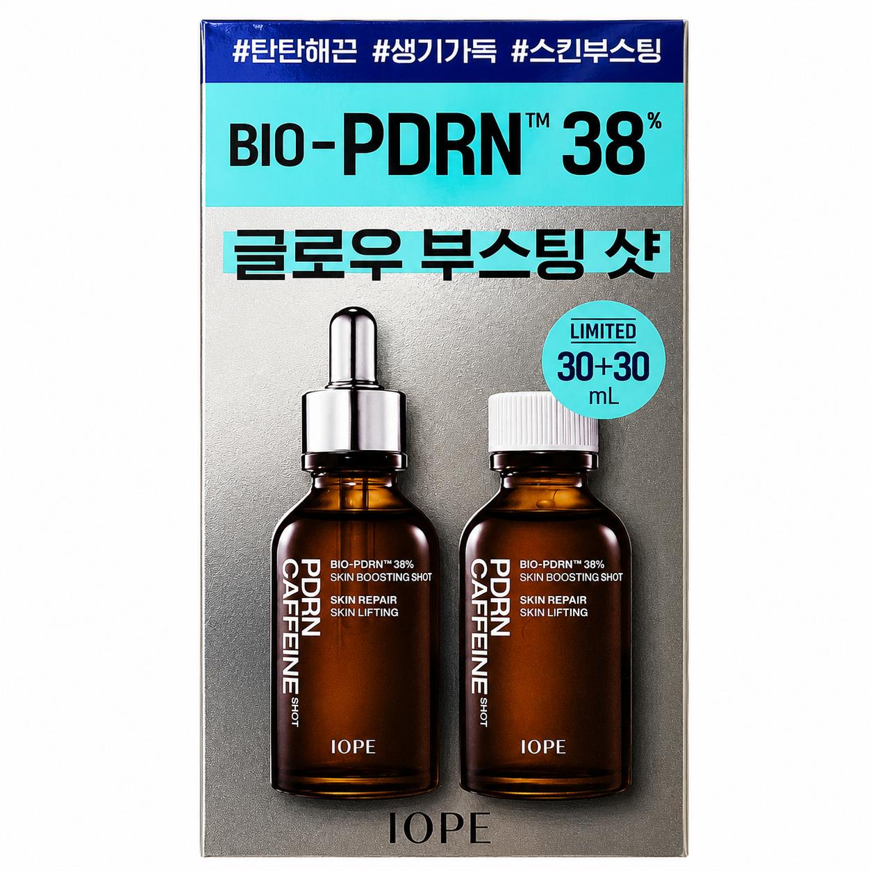 [IOPE] PDRN Caffeine Shot Ampoule Special Set 30mL + Refill 30mL – Glow Boosting Care