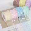 Creative 10 Yards Silk Ribbon Gift Wrapping Bouquets 4cm Gifts Packaging Material Wave Edge Pleated Chiffon Ribbon