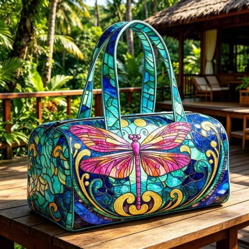 TEMU Quilted Travel Bag Fashion Print Womens Yoga Tote Gym