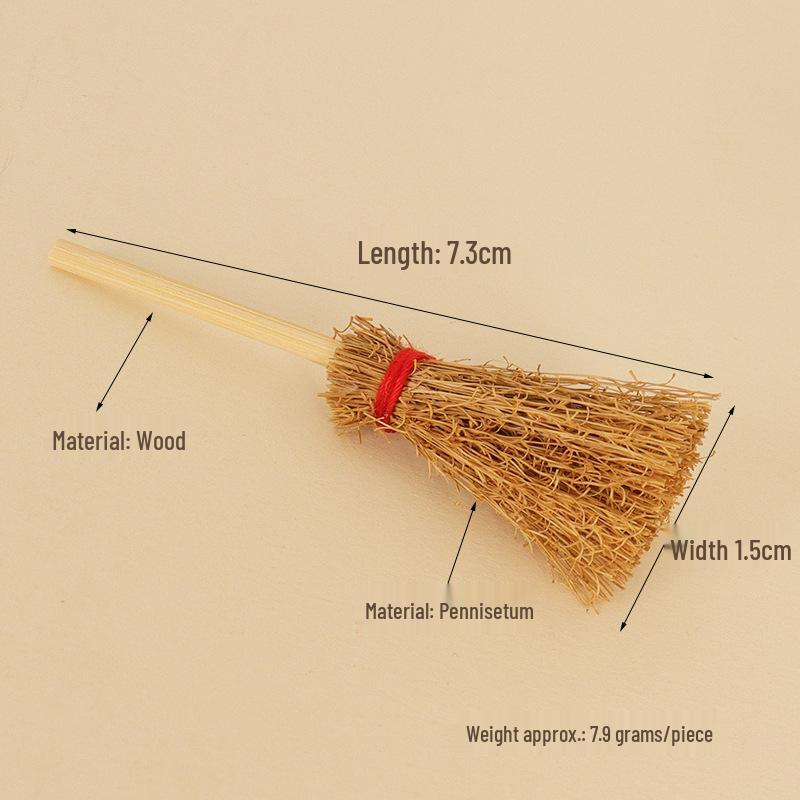 Dollhouse Miniature Cleaning Set: Broom, Dustpan, and Mop Accessories