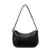 Genuine cowhide leather black women's single-shoulder underarm bag, a small storage bag for mobile phones