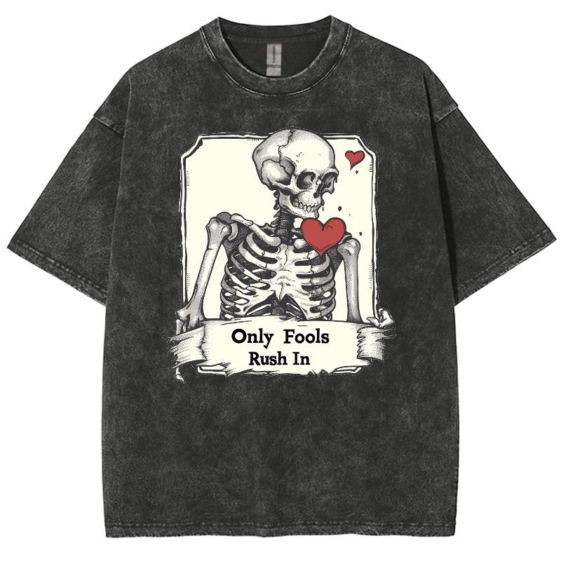 

Романтичный принт черепа и сердца женская футболка стираный деним хлопок удобный короткий рукав унисекс мужчины женщины черная футболка S