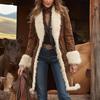 Abrigo largo con cremallera para mujer, estilo europeo y americano, con solapas, brillante