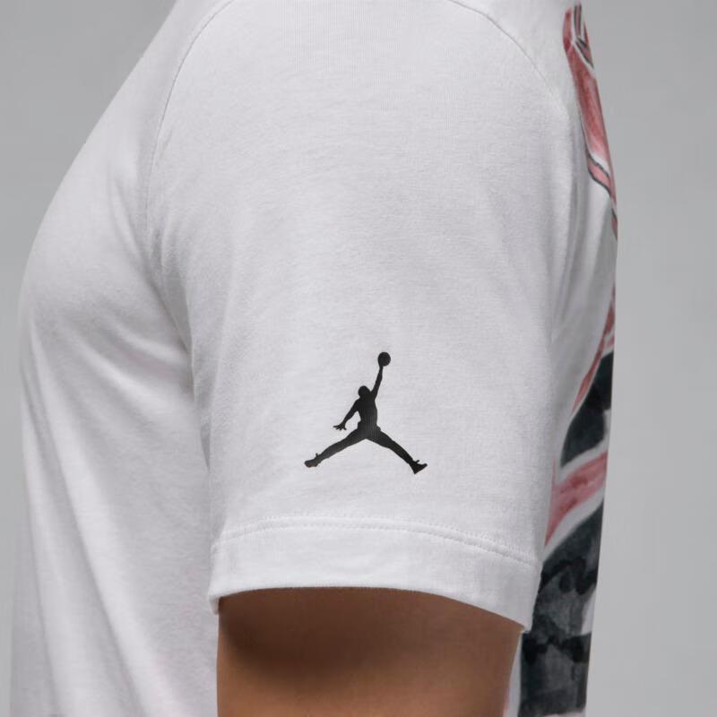 Jordan American Vintage Logo Print Crew Neck T-Shirt With Regular Sleeves Men Tops White FN5989-100