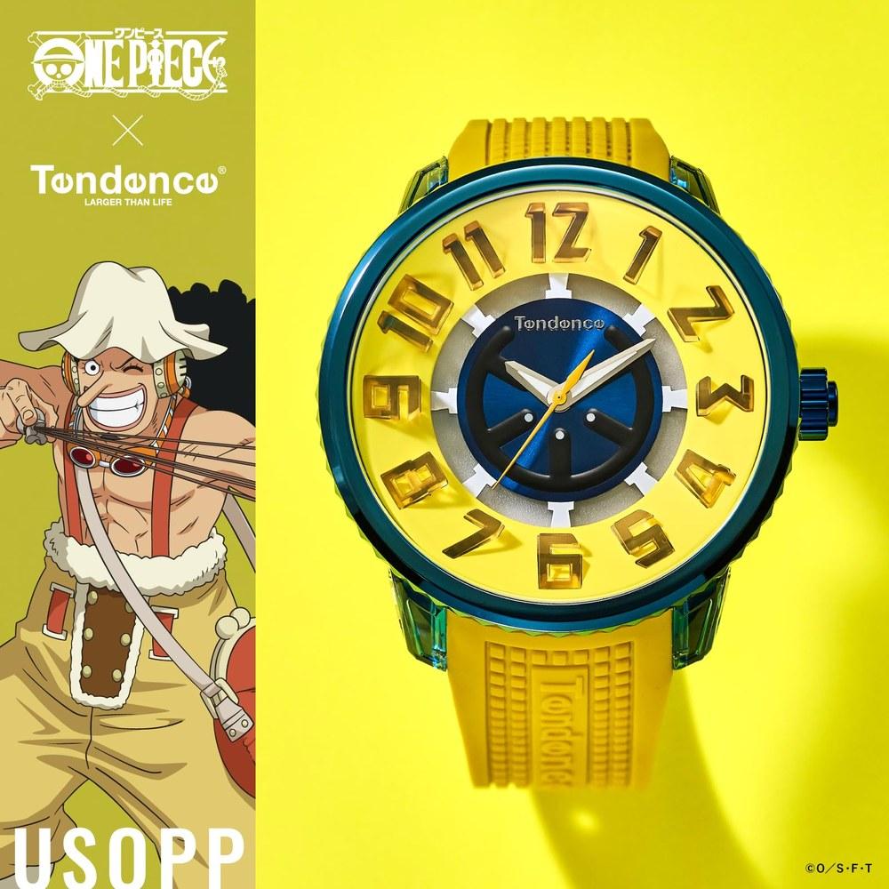 Tendence ONE PIECE Kollaborationsuhr Usopp Quarzmodell 10 ATM Wasserdicht Mineralglas Gelbes Zifferblatt Unisex
