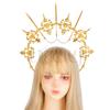 Lolita Vintage KC Headband Angel Gold Halo Goddess Headpiece Virgin Mary Halo Bride Crown Bead Chain Baroque Tiara Headwear