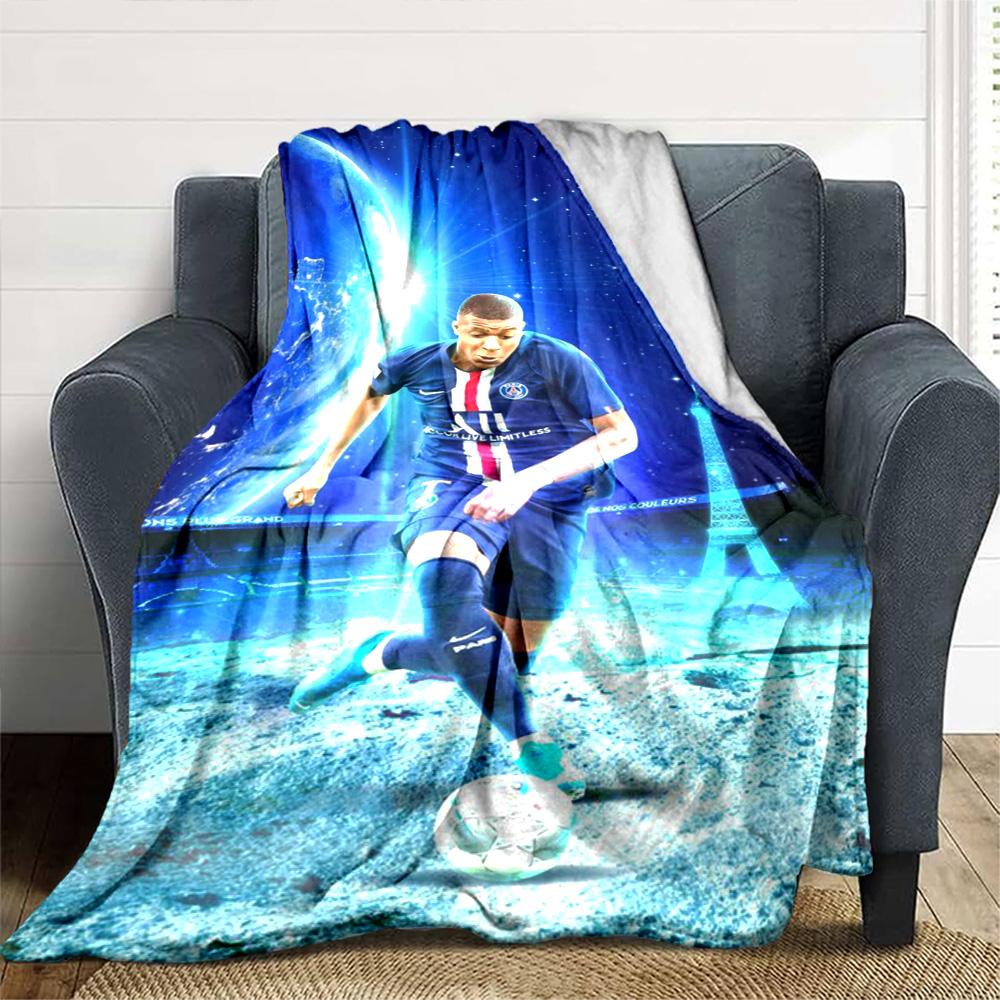 Star Player Kylian Mbappé Blanket Warmthful Decor Perfect for Office Office Chair Seaside Four Seasons Multipurpose Modern