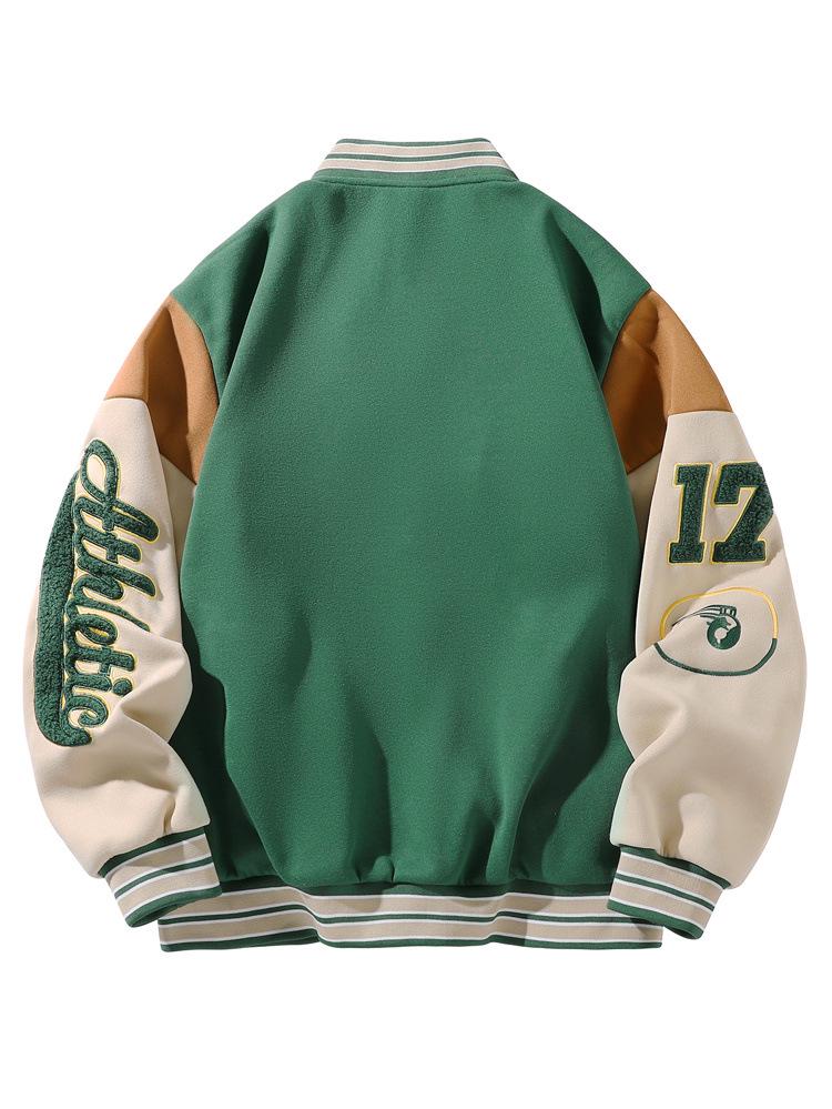 Jachetă Sport Casual Bărbați Bloc de Culoare Brodată Stil Retro European Mărime Europeană 2025