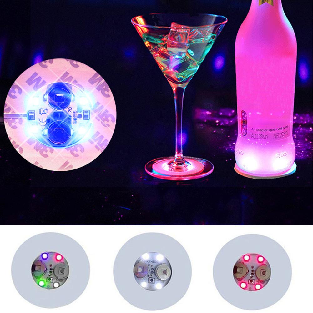 5pcs Mini Glow Coaster LED Bottle Light Stickers Christmas Xmas Nightclub Bar Party Vase Decoration LED Glorifier Drink Cup Mat