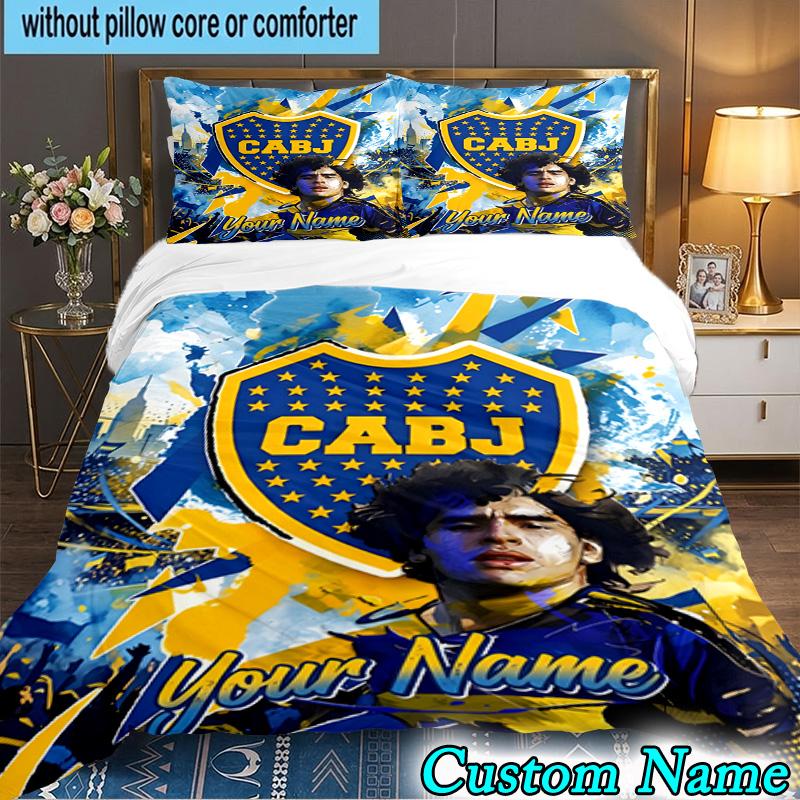 Custom Name Boca Juniors Crest Design 3PCS Bedding Set For Bedroom Dormitory,Including 1pc Duvet Cover And 2pcs Pillowcases Large size Fan gift