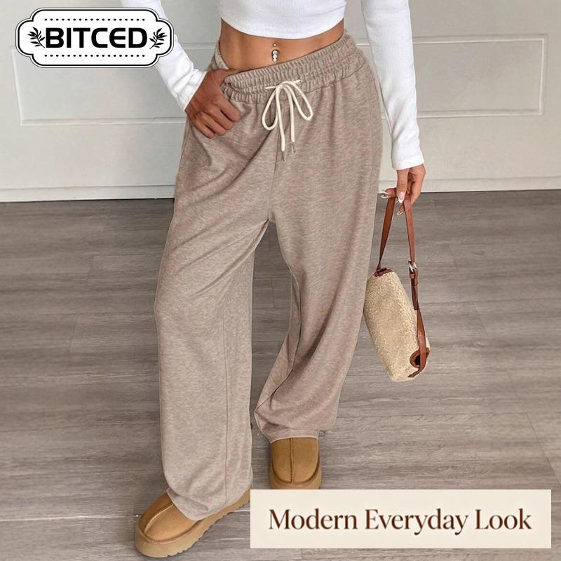 BITCED Women's Fashion Casual Solid Color Print Pants & Capris
