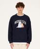 MOZMOZ Real Invisible Puppy Oversized Fleece-Lined Sweatshirt Navy