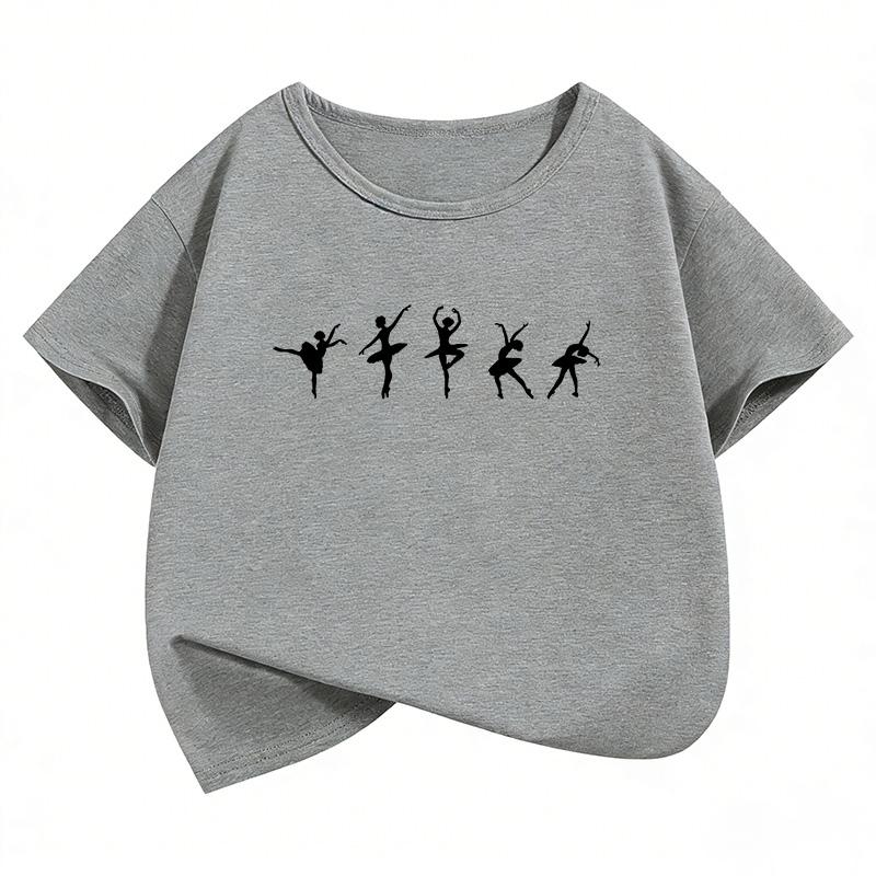 Dance Girls Fashion T Shirts Short Sleeve Kids Childrens Tshirt Girls Summer Spring Casual Top Tee Shirt