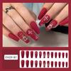 Christmas Red Fake Nails with Snowman Printed Natural Unbreakable Nail Simple Wear for Daily and Parties Wearing