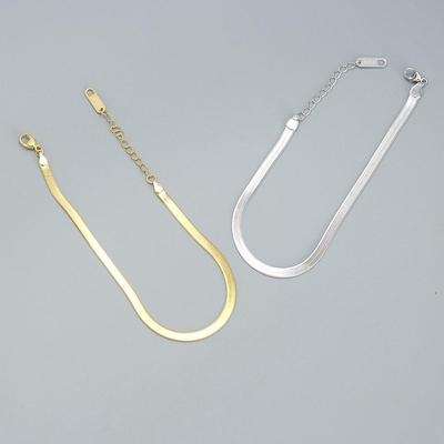 YHB018 Euro-American Fashion S925 Silver Stackable Flat Snake Bone Bracelet
