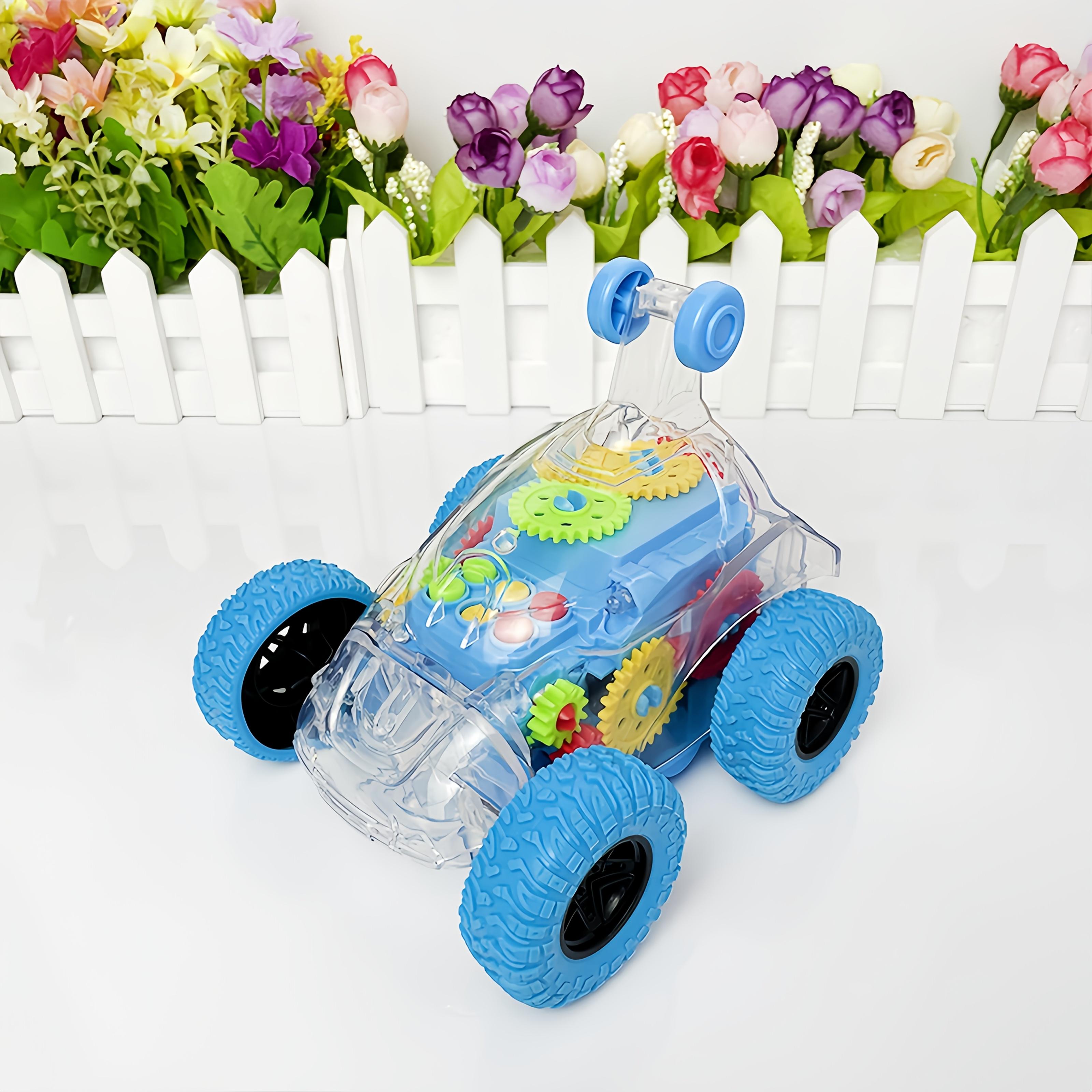 

360° Rotating Stunt Dump Truck Toy Durable Crash Resistant with Lights Music, Battery Powered ,No Batteries Included, for Holiday, Birthday Gifts синій