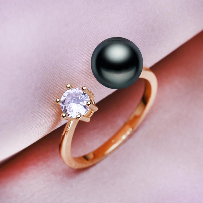 

SENIKO двойной цвет натуральный пресноводный жемчуг кольца для женщин модные женские кольца с кубическим цирконием CZ ювелирные изделия с жемчугом регулируемое кольцо A белый