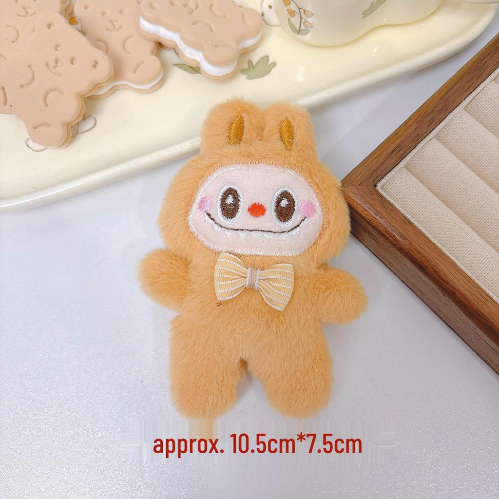 Adorable Labubu Plush Doll Keychain with Bow Accent: Cartoon Character Charm for Bags and Accessories
