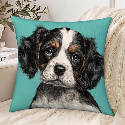 1pc Pillowcase, Cute Puppy Print, 2D Flat Printing, Single-Sided Print (No Pillow Insert), 17.72 X 17.72 Inches (45 X 45 Cm), Non-Real Embroidery, Des