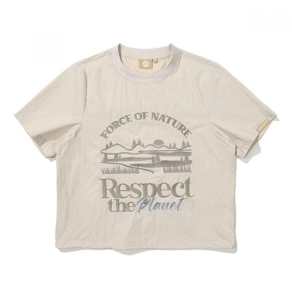 Bbc EarTh PlaneT Woven ShorT Sleeve T shirT  Cream    [24ss] 085