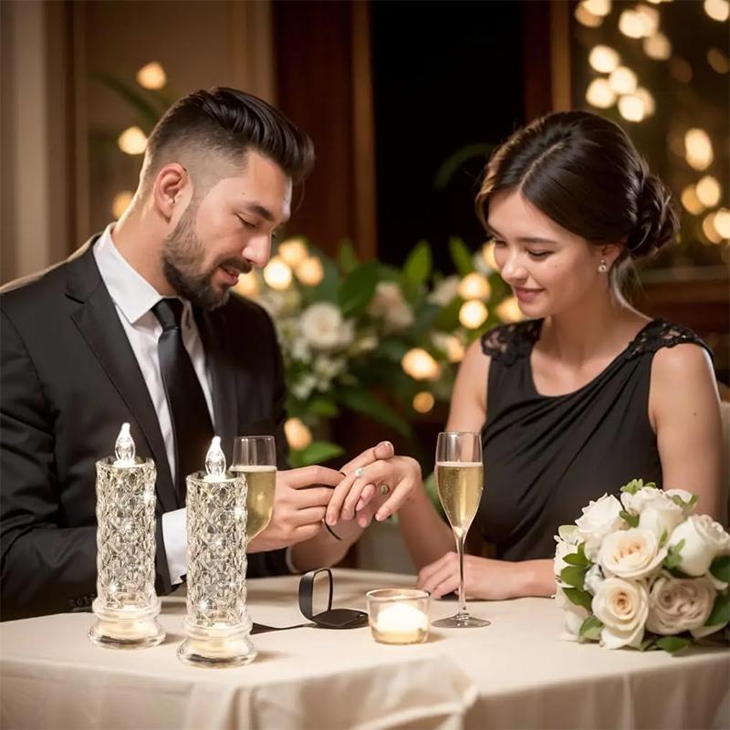 Led Candle Light Rose Pattern Projection Simulation Flameless Candle Lamp For Home Birthday Wedding Party Decoration