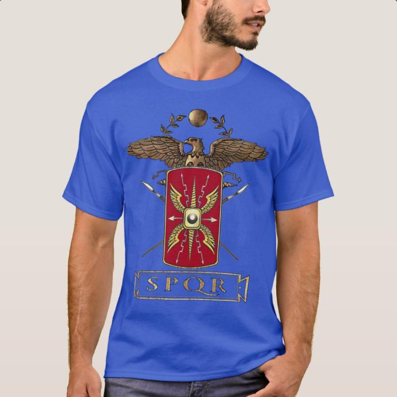 Roman Legion Eagle Shield Symbol SPQR Emblem TShirt 100 Cotton ONeck Summer Short Sleeve Casual Mens Tshirt Size S3XL S