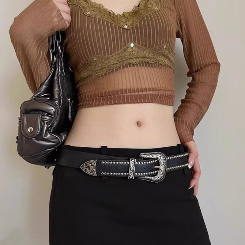 PU Waist Belt with Adjustable Pin Buckle for Fashion Enthusiasts Jeans Skirt