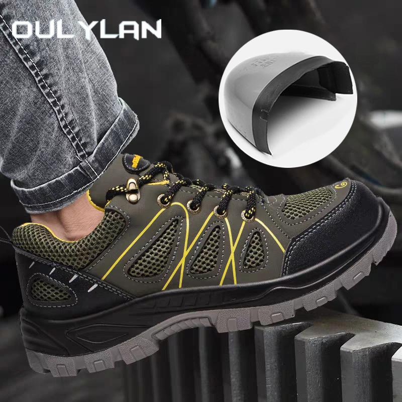 Oulylan Anti Odor Breathable Labor Shoes Outdoor Anti Smashing Safety Boots Anti Puncture Work Boot Men Non-slip Lace Up Sneaker