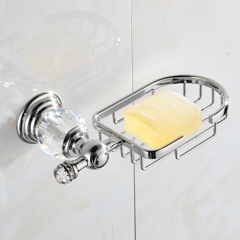 Badkamer Hardware Set Kristal Badhanddoekrek Toiletpapierhouder Zilver Chroom Handdoekrek Toiletborstelhouder Badjashaak EL8130