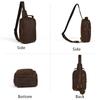 Single Shoulder Chest Bags Classic Retro Style Brown Genuine Leather Cowhide Men's Sling Bag Multiple Zippers Adjustable Strap