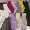 Women Rabbit Hair Gloves Cable Knit Touchscreen Finger Hole Winter Autumn Warm Wrist Length Classic Gloves Female Mitten