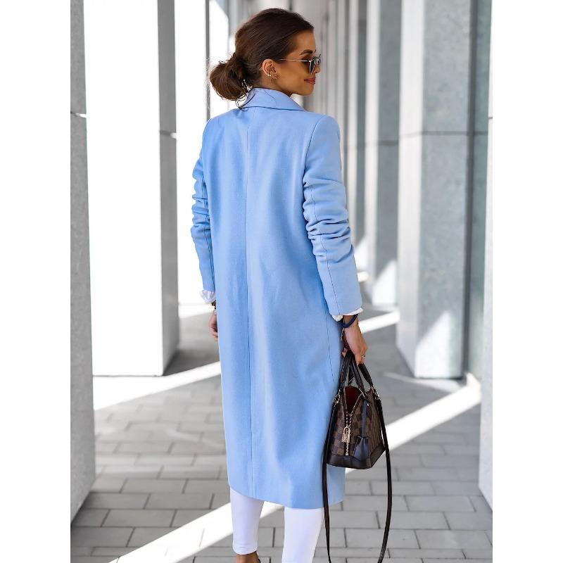 YYFS Women's Fashion Casual Solid Color Print Autumn Winter Long Sleeve POLO Neck Jackets & Coats