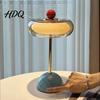 Dimmable Nightstand Light Retro Glass Mushroom Table Lamp USB Rechargeable Touch Control Bedside Modern Metal Desk Lamp 3 Colors Night for