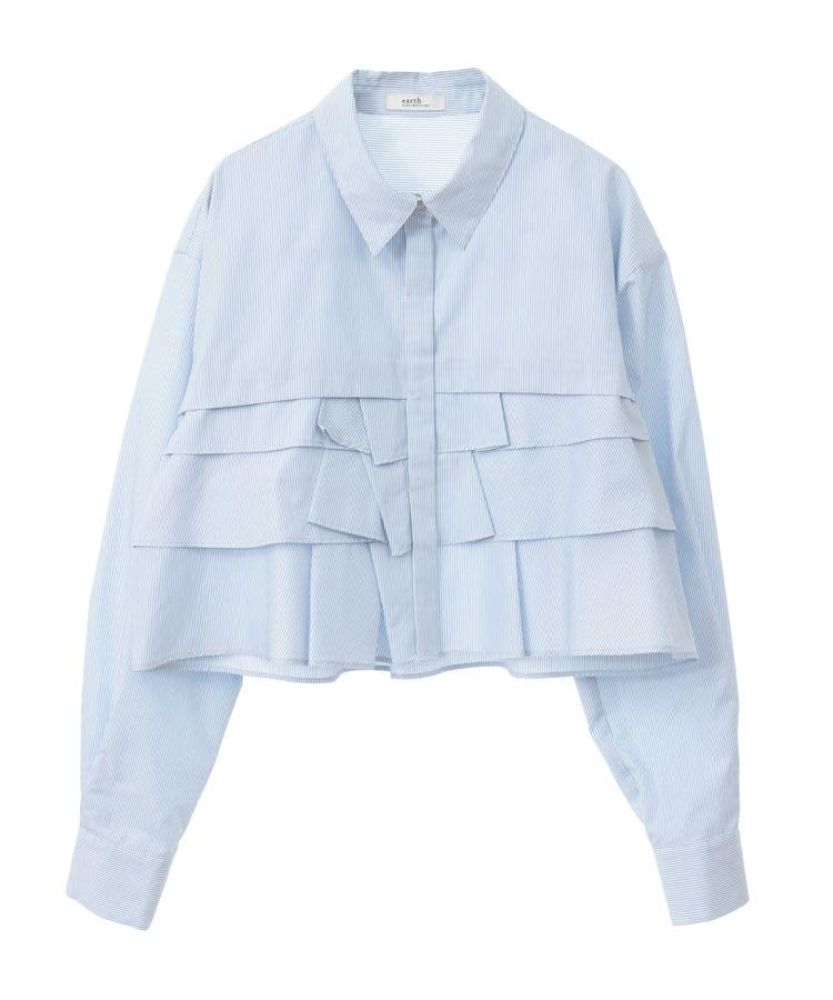

Music Casual Tiered Short Shirt for Striped Sax [Earth & Ecology] Women,