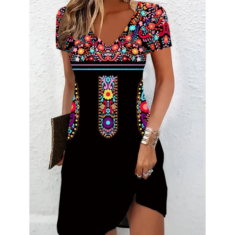 

3D Printing and Dyeing Women s Elegant and Fashionable Four Season Short Sleeved Dress Valentine s Day Gift Fashion Style XL