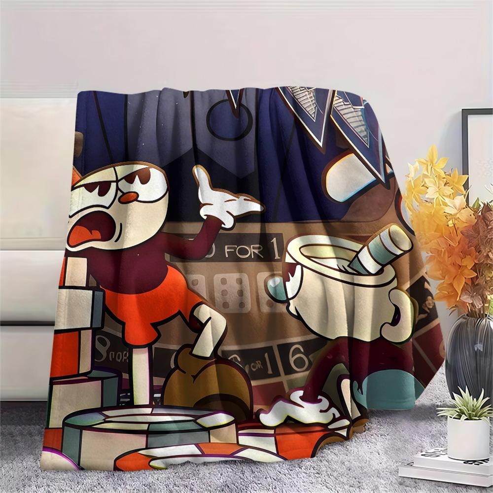 Cuphead Flannel Blanket, High quality Comfortable for All Seasons, Home Decor, Warmth and Comfort