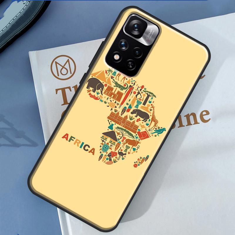 Afrika Karte Geografie Bemalte Hülle Für Xiaomi Redmi Note 14 13 11 9 10 12 Pro 9S 10S 11S 12S Redmi 10C 12C 13C 14C Abdeckung