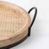 Serving Tray with Woven Inset Elegant Round Handles